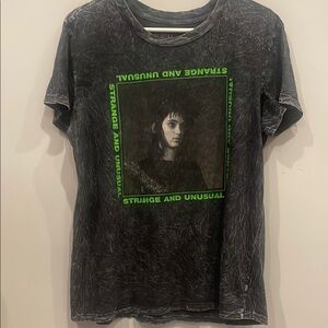 Black Graphic T-Shirt with Green Accents Beetlejuice /winona Ryder